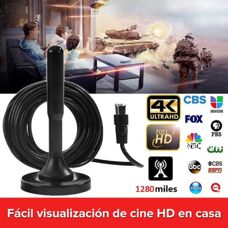 Antena Digital HDTV 4K - (Compatible con Todos los Televisores)